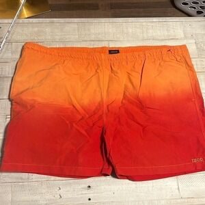 IZOD Men's Swim Trunks Size XL Orange Red Gradient Board Shorts Mesh Lined Beach